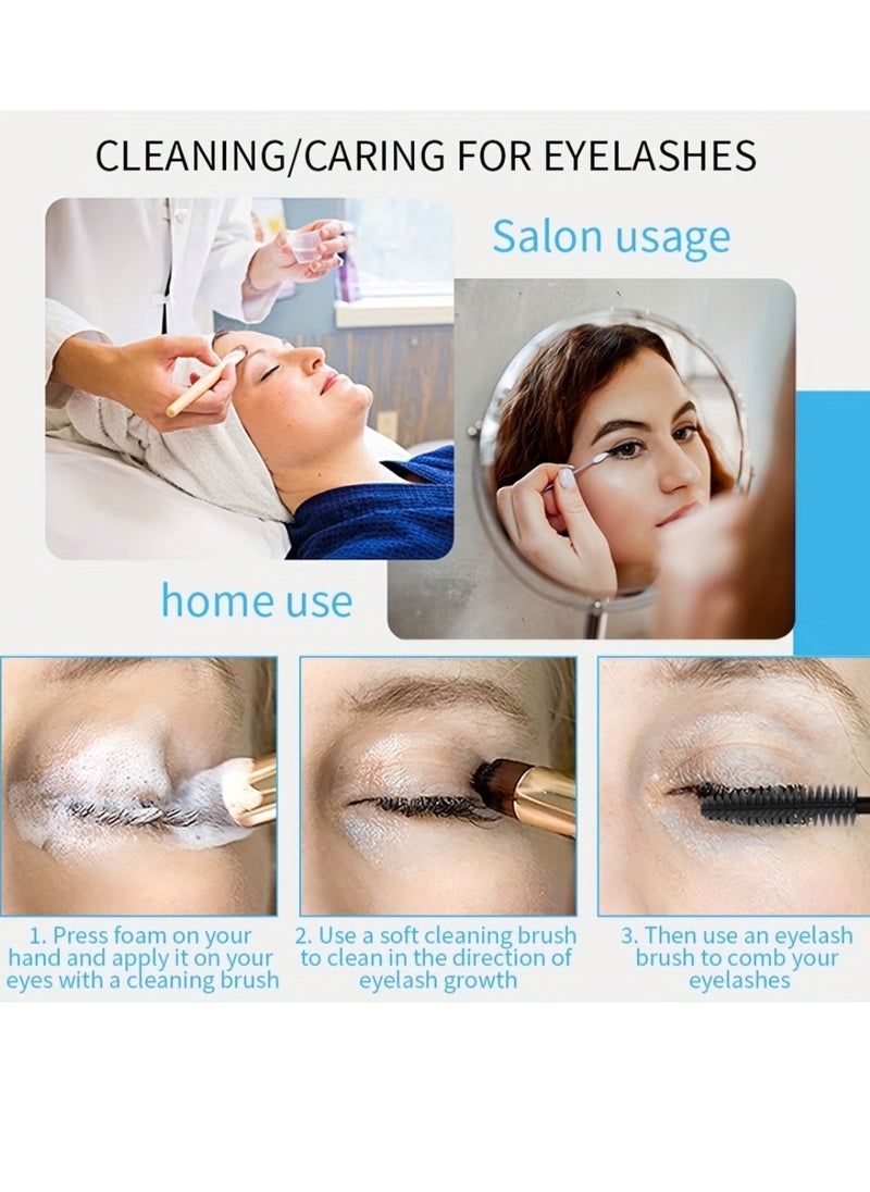 60ml Lash Shampoo Kit Eyelash Shampoo with Cleaning Brush and Mascara Foam Lash Extension Cleanser Gentle No Irritation Shampoo for Professional and Home Use Eyelash Extension Cleanser Kit