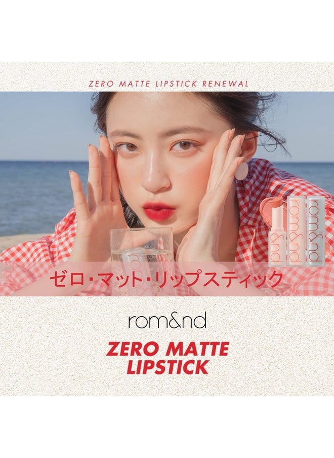 Rom&nd Zero Matte Lipstick - Lightweight, Velvety Matte, Buildable, Long-Lasting, Non-Drying - 18 Tanning Red, 3g