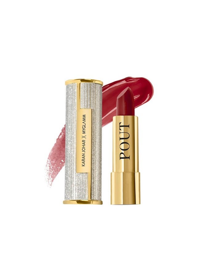 MyGlamm POUT by Karan Johar Tinted Plumping Lipstick | Glossy Lipstick for Women With Petal Glow Finish | Buildable Colour & Shine | Moisturising Formula | Perfect Pout (Dark Pink Shade) | 3.5g