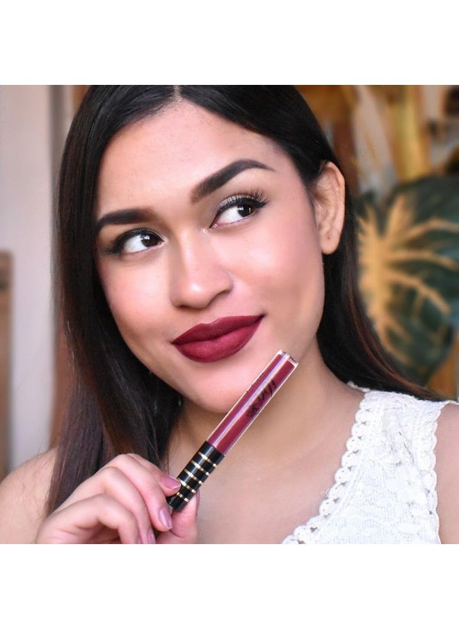 Iba Maxx Matte Liquid Lipstick- Burgundy Blush | Infused with Vitamin E & Almond Oil | Transfer Proof & Long Lasting | Waterproof & Smudge Proof | Velvet Matte Finish & Highly Pigmented | Lightweight & Comfortable | Non-Sticky and Non-Drying | Lip Makeup | 2.6ml