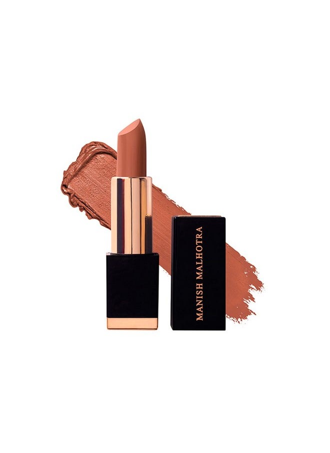 MyGlamm Manish Malhotra Hi-Shine Lipstick - Caramel Kiss - 4gm | Caramel Shade | Lightweight, Long-wear Lipsticks | UVB Protection, High Coverage, Cruelty Free |Glossy Finish