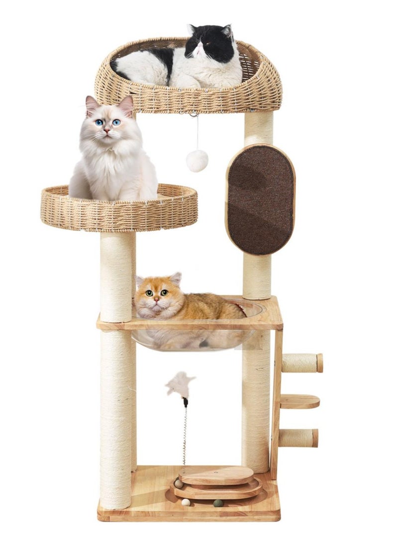 Cat Tree Tower, Cat Nest, Cat bed, Modern Design Cat Furniture Scratching Tree for Indoor Cat, Large Cats, Hand Woven Tall Wood Luxury Cat Condo, Cat House, Unique High-end Design Cat Activity Centre, Easy Clean ,Cat Lover Gift