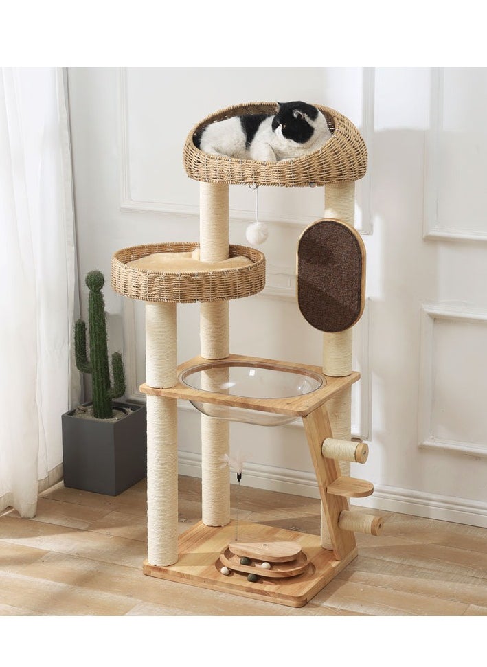 Cat Tree Tower, Cat Nest, Cat bed, Modern Design Cat Furniture Scratching Tree for Indoor Cat, Large Cats, Hand Woven Tall Wood Luxury Cat Condo, Cat House, Unique High-end Design Cat Activity Centre, Easy Clean ,Cat Lover Gift