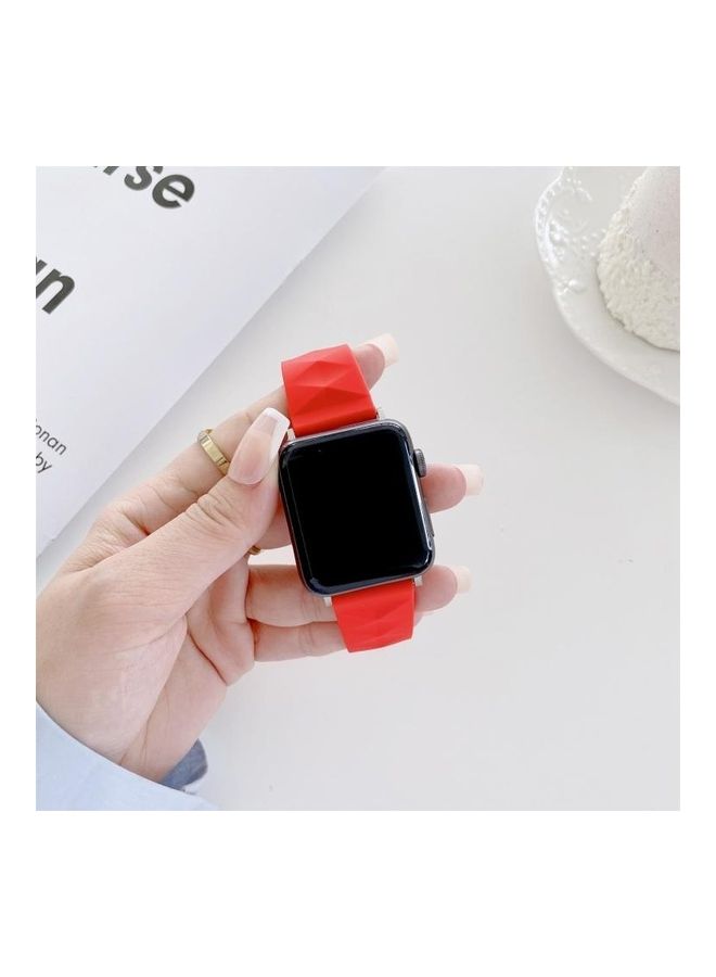 Modern Style Silicone Replacement Strap Watchband For Apple Watch Series 7/6/5/4/3/2/1/SE 45/44/42mm Red