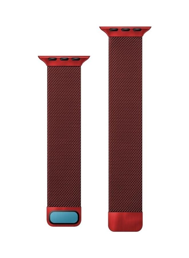 Adjustable Dual Section Milan Replacement Watchband For Apple Watch Series 7/6/SE/5/4/3/2/1 41/40/38mm Wine Red