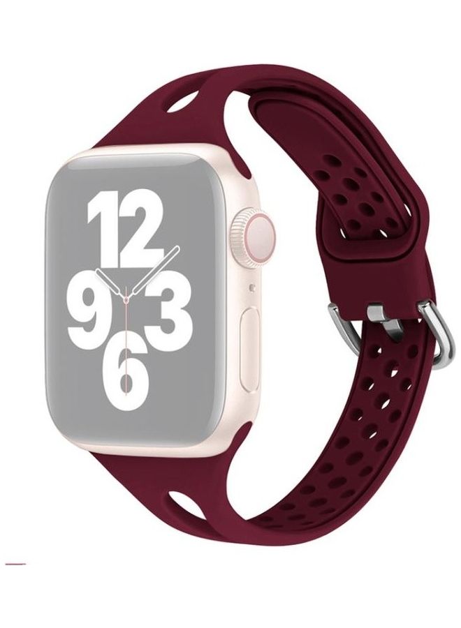 Silicone Replacement Watchbands For Apple Watch Series 7/6/SE/5/4/3/2/1 41/40/38mm Wine Red