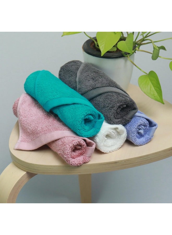 HEELIUM Bamboo Face Towel | Ultra Absorbent & Odour-Free | 3X Softer Than Cotton Towels | 30 x 30 cm - 600 GSM | Pack of 5 - Peach, Teal, Grey, Iris, White