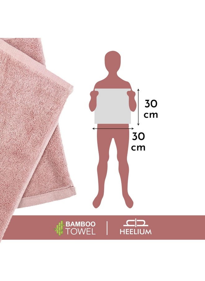 HEELIUM Bamboo Face Towel | Ultra Absorbent & Odour-Free | 3X Softer Than Cotton Towels | 30 x 30 cm - 600 GSM | Pack of 5 - Peach, Teal, Grey, Iris, White