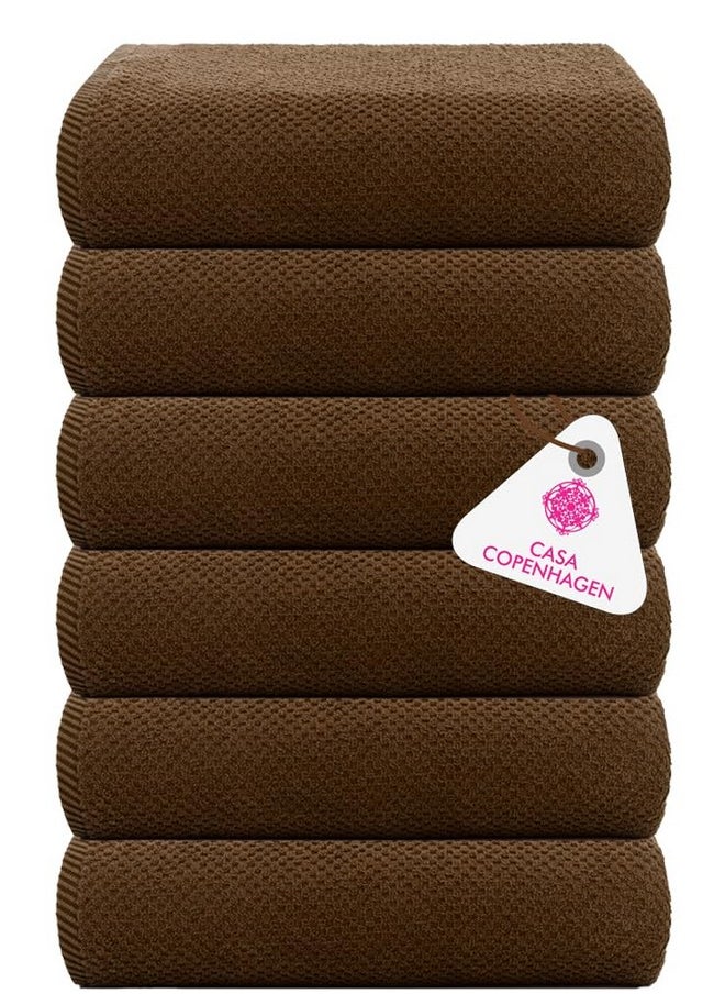 Casa Copenhagen - Egyptian Cotton Popcorn6 Pcs Face Towel (30 X 30 cm) Colour : Brown