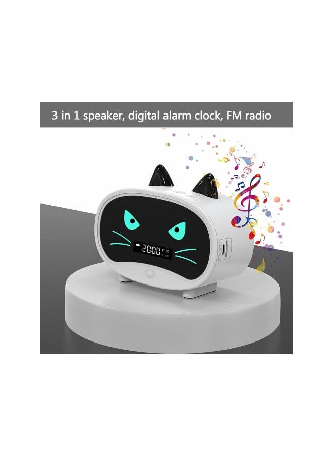 Alarm Clock Radio,Wireless Bluetooth Speaker,Digital Alarm Clock for Bedroom with FM Radio,Dual Alarm Settings, Easy to Use,1000mHA Battery,Multifunctional Speaker for Bedroom Office