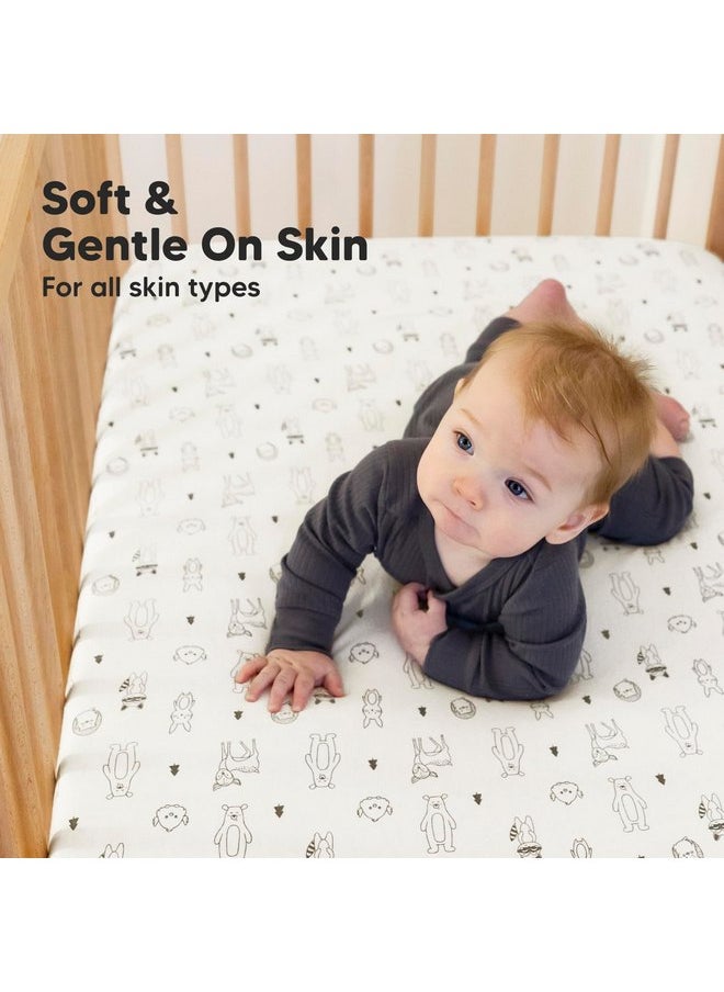KeaBabies 2-Pack Organic Crib Sheets for Boys, Girls, Jersey Fitted Crib Sheet, Baby Crib Sheets Neutral, Cotton Breathable Crib Sheet, Cute Printed Crib Mattress Sheet, Baby Mattress Sheets(Woodland)