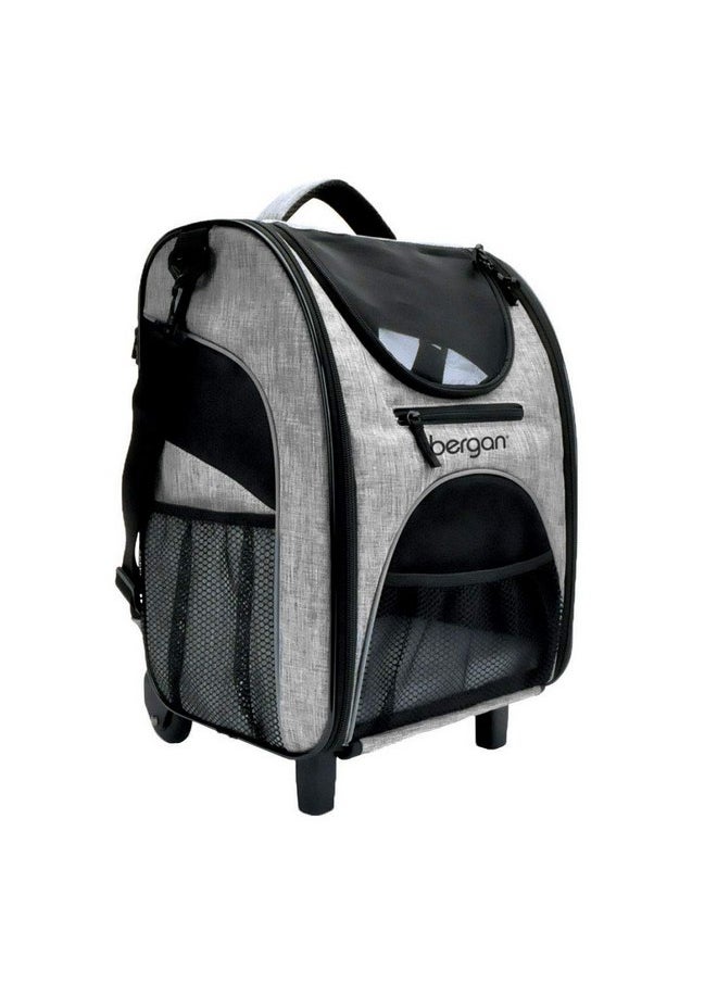 Bergan Rolling Pet Carrier - Travel Carrier Bag for Dogs and Cats with Mesh Windows and Shoulder Strap - Approved on Most Airlines - Heather Grey - 11.5