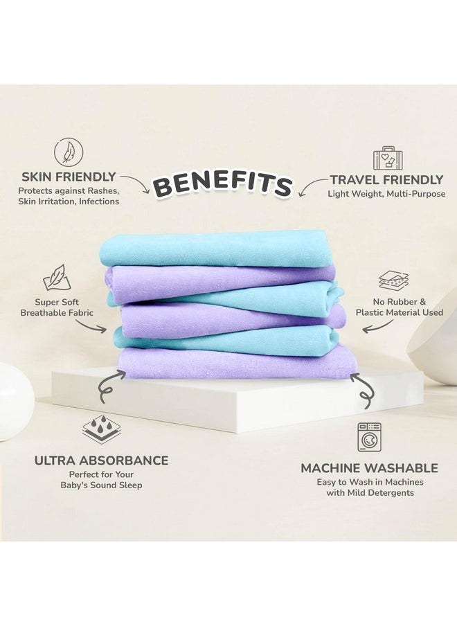 R for Rabbit Waterproof Quick Dry Sheet Bliss for Baby | Anti-Piling Fleece Extra Absorbent Instant Dry Sheet for Baby Bed | Baby Cot Protector Sheet|Baby Bed Protector (Size-S,Blue-Purple,Pack of 2)
