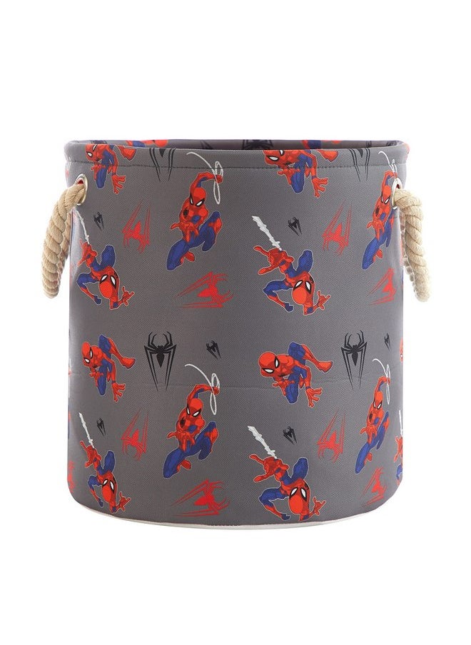 Marvel Spiderman 3 Piece Multi Size Fabric Nestable Toy Storage Basket Set, with Rope Carry Handles