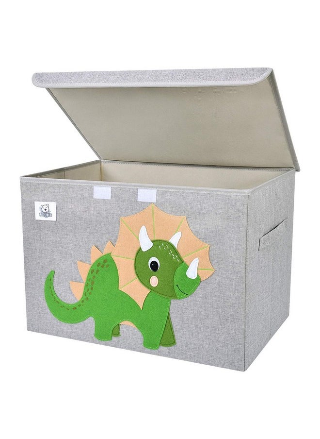 CLCROBD Foldable Large Kids Toy Chest with Flip-Top Lid, Collapsible Fabric Animal Toy Storage Organizer/Bin/Box/Basket/Trunk for Toddler, Children and Baby Nursery (Triceratops)