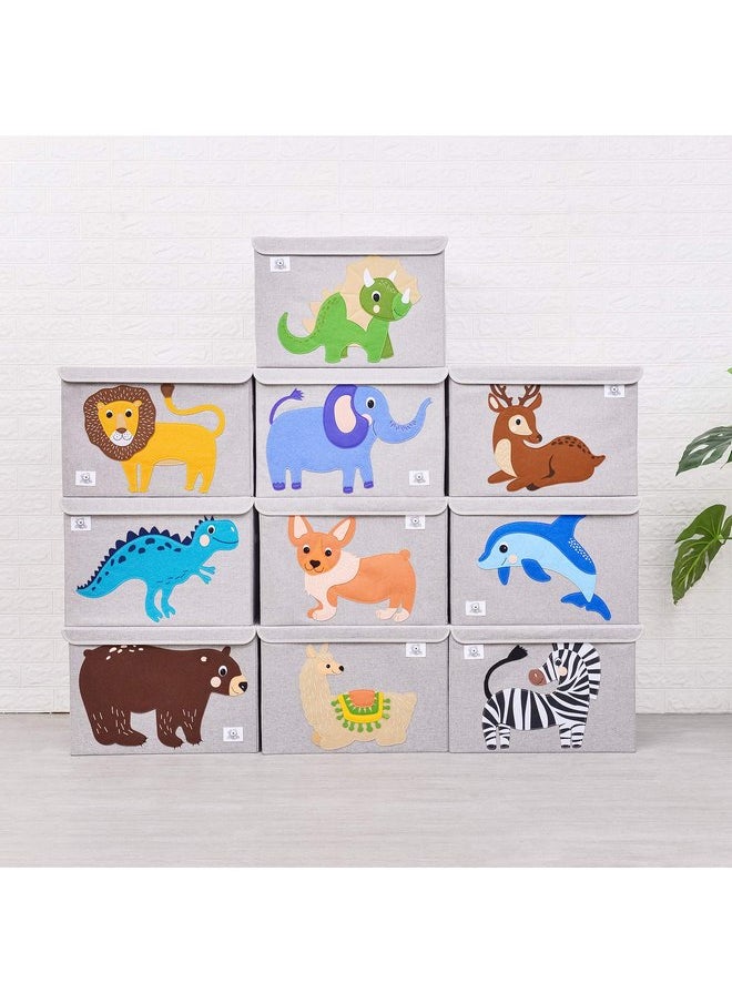 CLCROBD Foldable Large Kids Toy Chest with Flip-Top Lid, Collapsible Fabric Animal Toy Storage Organizer/Bin/Box/Basket/Trunk for Toddler, Children and Baby Nursery (Triceratops)