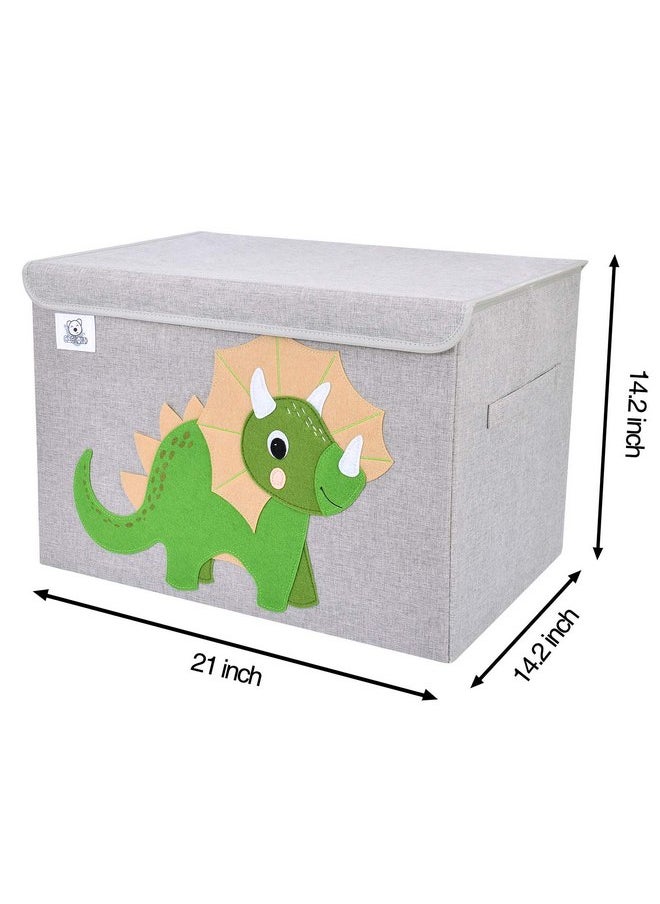 CLCROBD Foldable Large Kids Toy Chest with Flip-Top Lid, Collapsible Fabric Animal Toy Storage Organizer/Bin/Box/Basket/Trunk for Toddler, Children and Baby Nursery (Triceratops)
