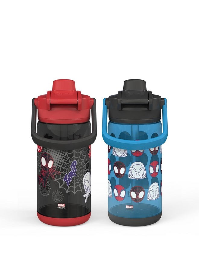 zak! Beacon Bottle Set of 2, Marvel Spidey and His Amazing Friends - 16 oz Each - Durable Plastic - Silicone Spout & Leak-Proof Lid - Dishwasher Safe