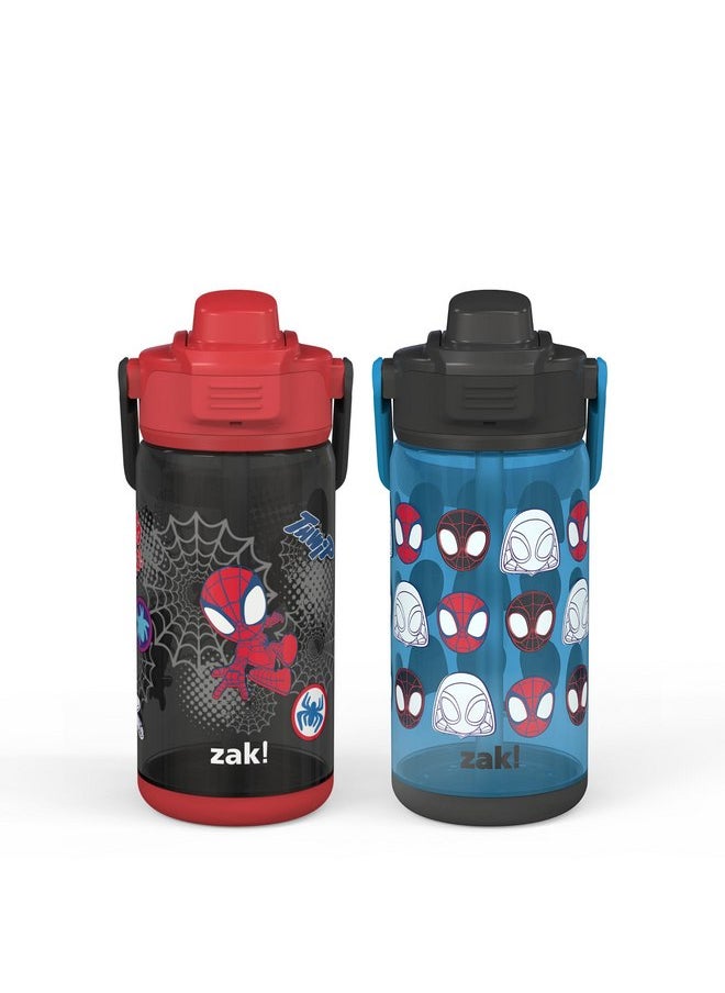 zak! Beacon Bottle Set of 2, Marvel Spidey and His Amazing Friends - 16 oz Each - Durable Plastic - Silicone Spout & Leak-Proof Lid - Dishwasher Safe