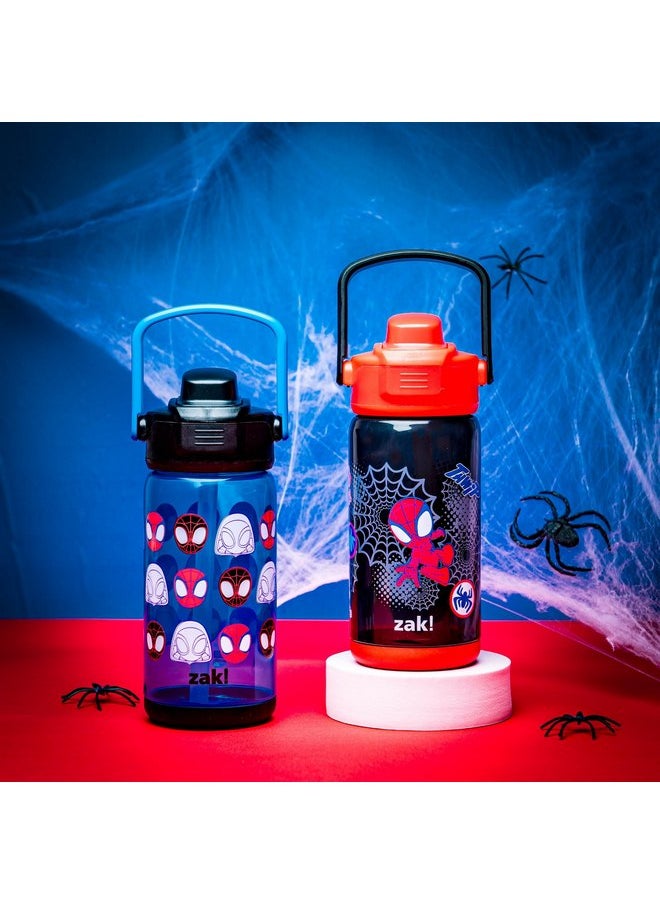 zak! Beacon Bottle Set of 2, Marvel Spidey and His Amazing Friends - 16 oz Each - Durable Plastic - Silicone Spout & Leak-Proof Lid - Dishwasher Safe