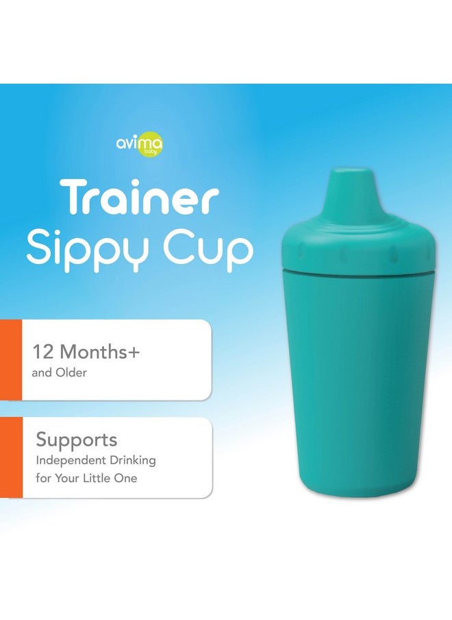 Avima Spill Proof Sippy Cups for Toddlers 1-3 Years - Bite Resistant & BPA Free Training Toddler Cups for Boys & Girls, 10 Oz, 4 Pack Set - Teal & Blue