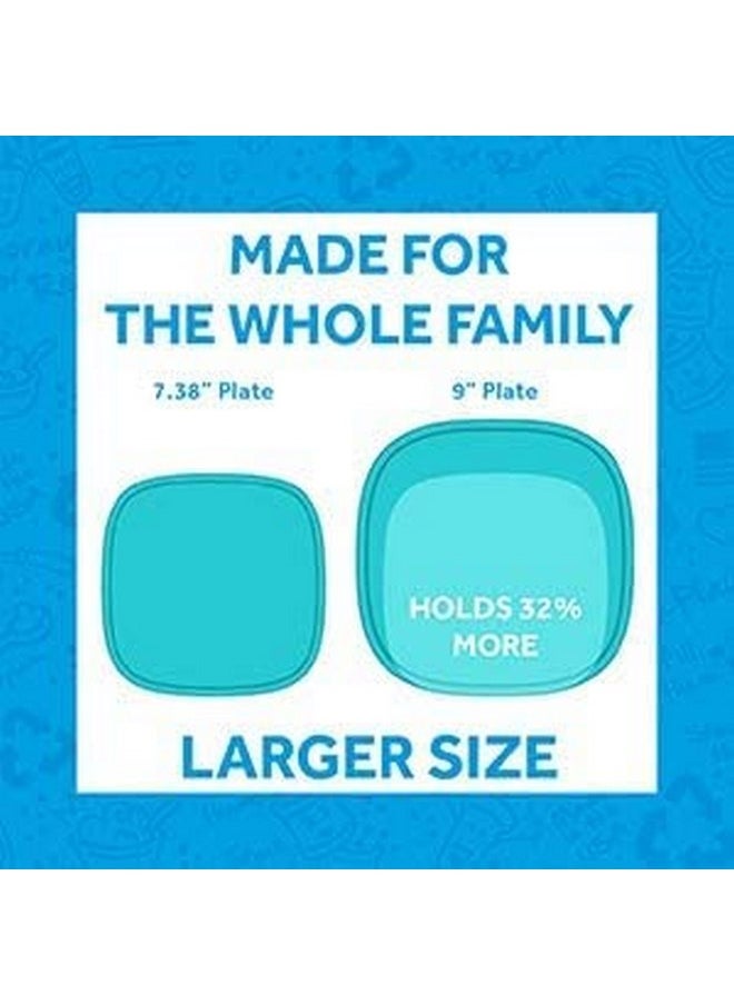 Re-Play Made in USA Set of 4 Flat Toddler Plates and 4 Bowls - Reusable 9