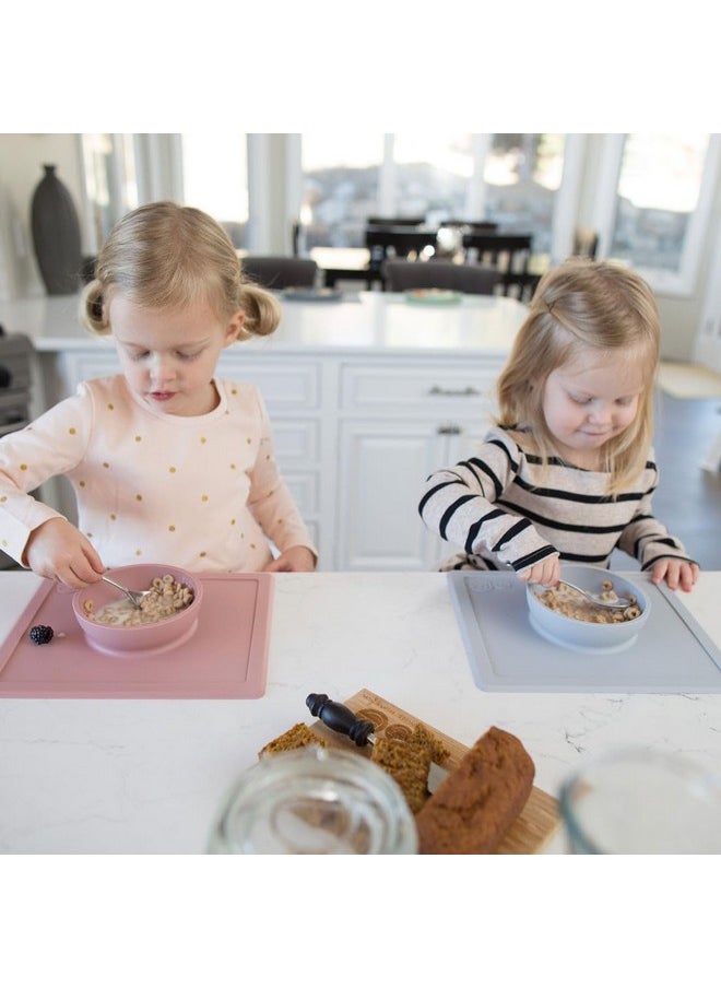 ezpz Happy Bowl - 100% Food Grade Silicone Suction Bowl with Built-in Placemat for Toddlers + Preschoolers Promotes Baby Self-Feeding, Non-Slip, BPA Toxic Free, Microwave Safe - 24months+ (Blush)