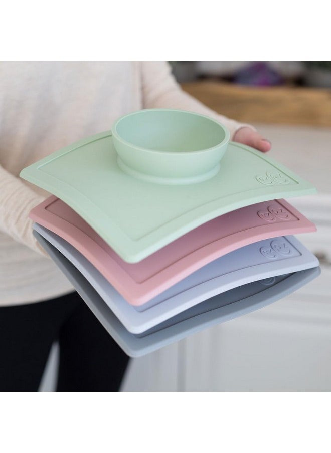 ezpz Happy Bowl - 100% Food Grade Silicone Suction Bowl with Built-in Placemat for Toddlers + Preschoolers Promotes Baby Self-Feeding, Non-Slip, BPA Toxic Free, Microwave Safe - 24months+ (Blush)