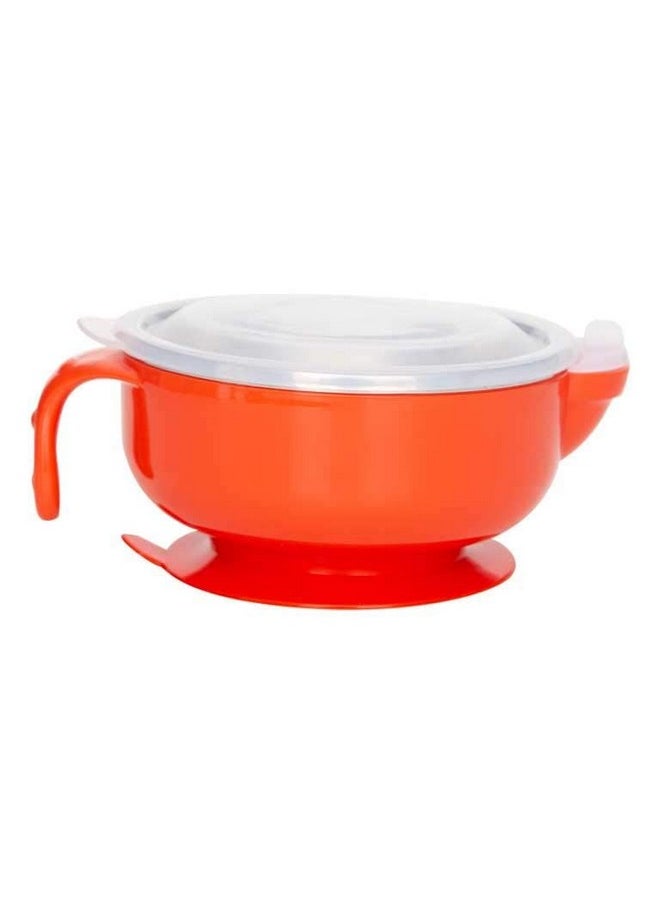 Mee Mee Stay Warm Baby Steel Bowl with Suction Base, Red(Pack of 1)