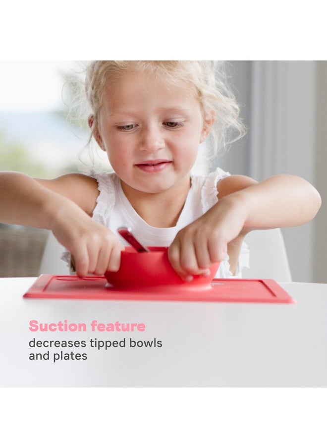 ezpz Happy Bowl - 100% Food Grade Silicone Suction Bowl with Built-in Placemat for Toddlers + Preschoolers Promotes Baby Self-Feeding, Non-Slip, BPA Toxic Free, Microwave Safe - 24months+ (Pewter)