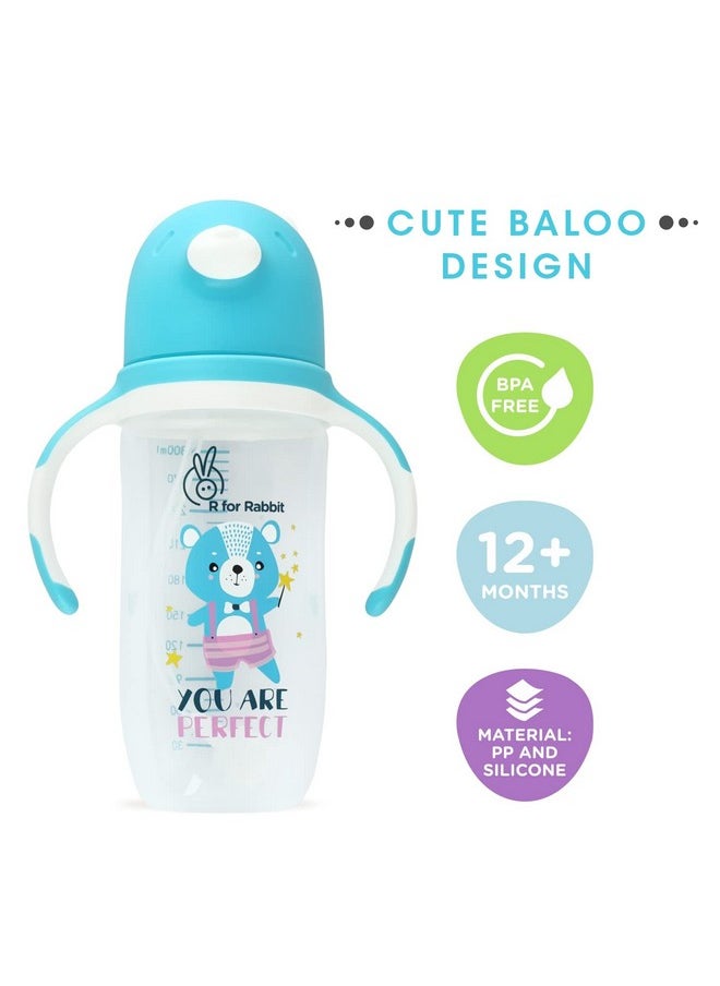 R for Rabbit Premium Baloo Baby Straw Sipper Bottle |10 fl oz | Anti Spill Sippy Cup with Soft Silicone Straw BPA Free & Non Toxic for Baby or Kids of 12+ Months -(300 ml Blue)