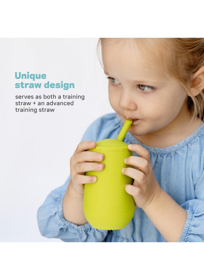 ezpz Happy Cup + Straw Training System - 100% Silicone Training Cup for Toddlers + Preschoolers + Kids - Designed by Pediatric Feeding Specialist - Non-Slip, Tactile Bumps - 237ml - 24 Months+(Pewter)