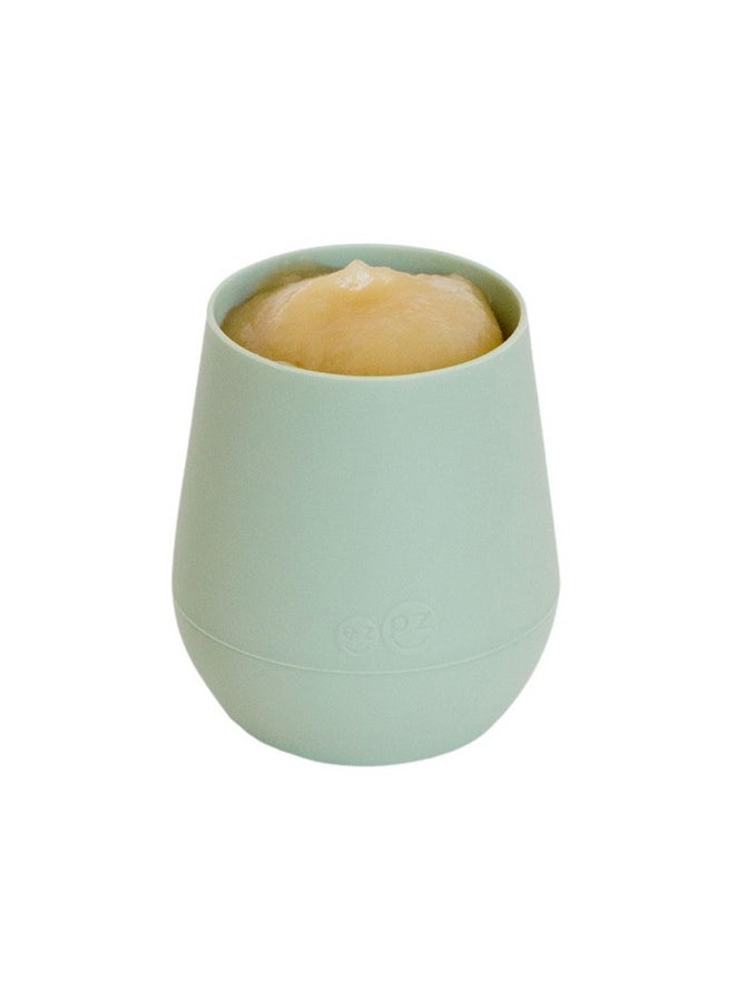 ezpz Tiny Cup - 100% Silicone Drinking Training Open Cup for Baby/Infants - Designed by a Pediatric Feeding Specialist - Soft Non-Slip Grip - Weighted Base & Tactile Bumps - 59 ml, 4 Months+(Sage)