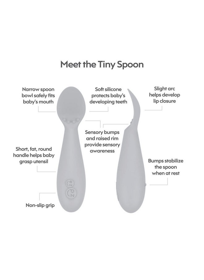 ezpz First Food Set - 100% Food Grade Silicone Suction Bowl with Built-in Placemat, Training Cup & Spoon - Designed by a Pediatric Feeding Specialist - Promotes Self Feeding - 6 Months+ (Pewter)