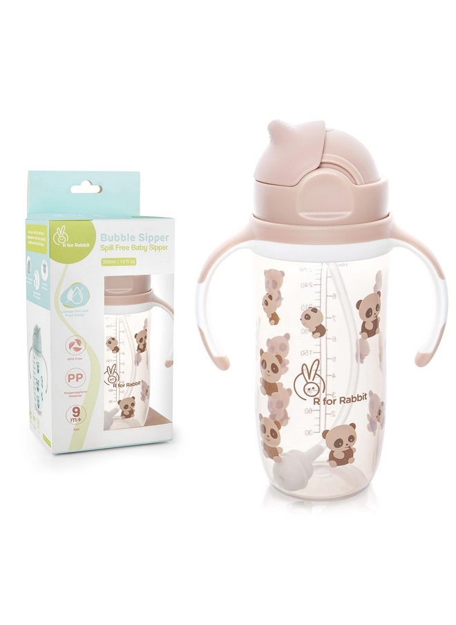 R for Rabbit Premium Bubble Baby Sipper |10 fl oz | Anti Spill Sippy Cup with Soft Silicone Straw BPA Free & Non Toxic for Baby/Kids of 9+ Months - (300 ml Beige)