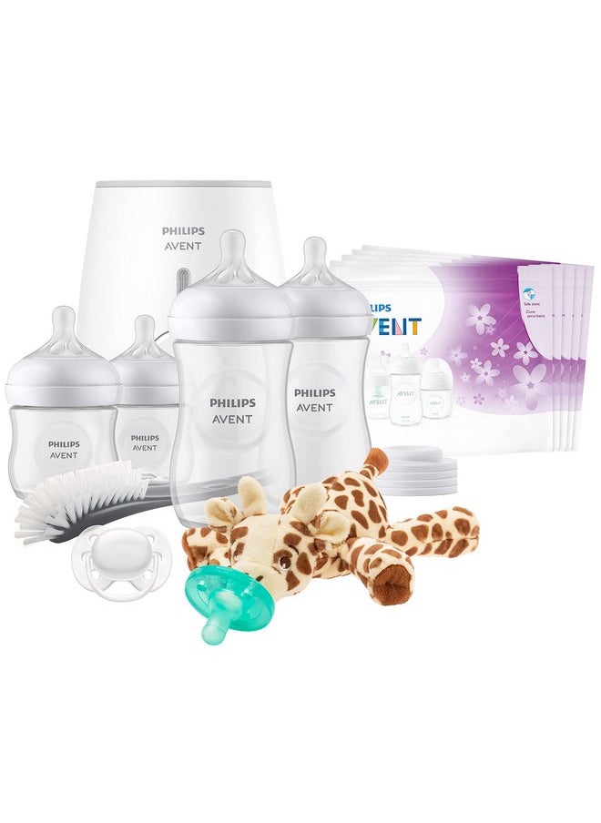 Philips AVENT Natural with Natural Response Nipple, All in One Gift Set with Snuggle Giraffe, SCD839/01