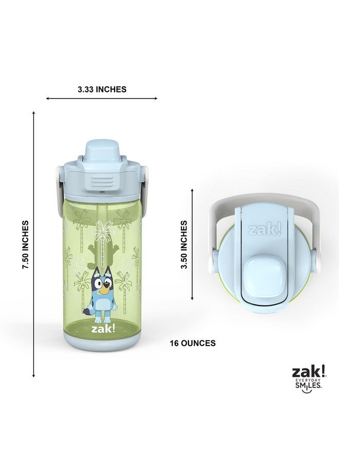 zak! Beacon Bottle Set of 2, Bluey - 16 oz Each - Durable Plastic - Silicone Spout & Leak-Proof Lid - Dishwasher Safe