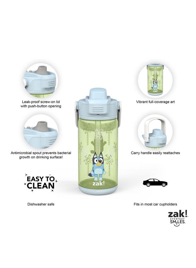 zak! Beacon Bottle Set of 2, Bluey - 16 oz Each - Durable Plastic - Silicone Spout & Leak-Proof Lid - Dishwasher Safe