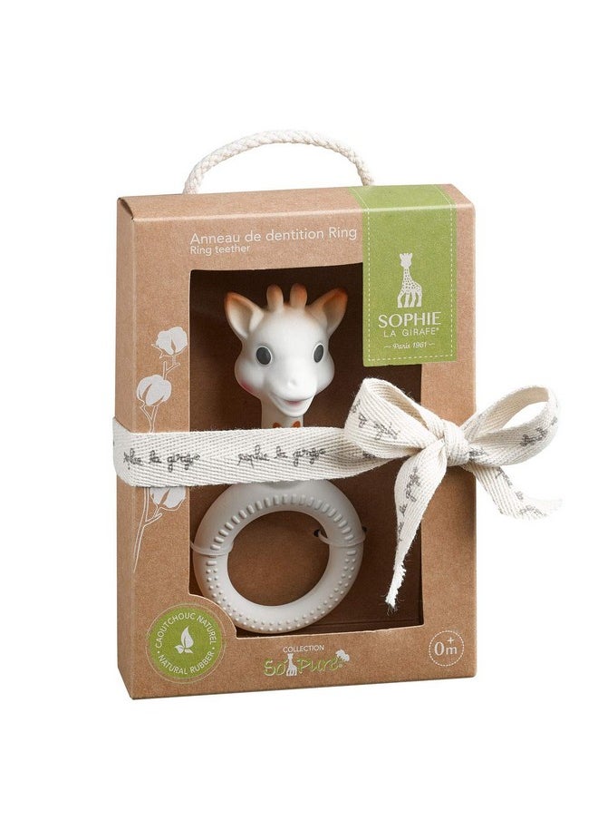 Sophie La Girafe So Pure Ring Teether - 100% Natural Rubber teether for Babies from 0 Month to 12 Months - BPA Free