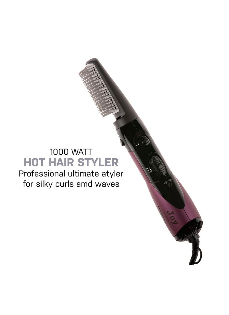 Rotating Hair Dryer Brush with Dual Interchangeable Heads & Ionic