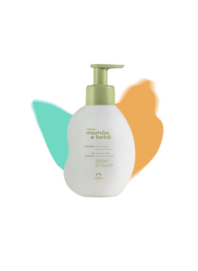 natura - Mamãe e Bebê Baby Fast Absorbing Moisturizer - 100% Vegan - Vegetable Oil & Cupuaçu Butter - 98.8% Natural Origin - All Skin Types - Cruelty Free - Baby Essentials - 6.7 fl oz (200ml)