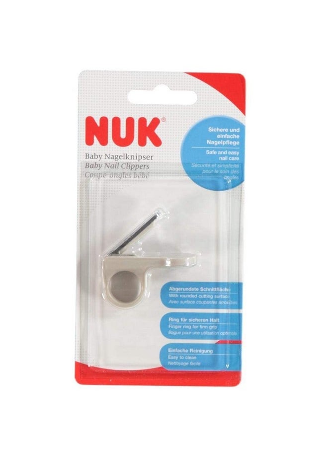 NUK 10256427 Baby Nail Clipper, cuts Tiny Baby Nails Easily, Safe Thanks to Finger Ring for a Secure fit and Rounded Cut Surface, Gray