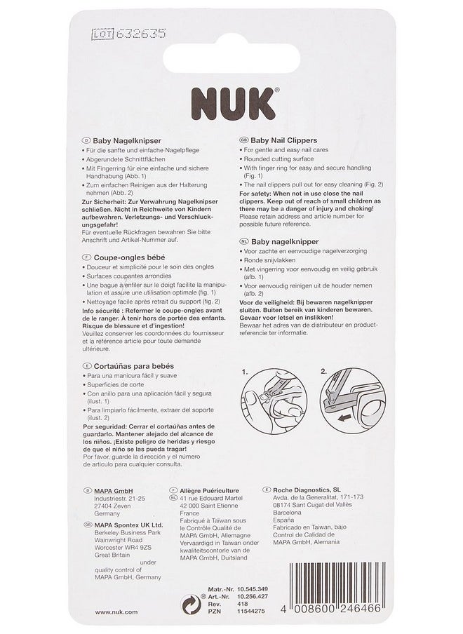 NUK 10256427 Baby Nail Clipper, cuts Tiny Baby Nails Easily, Safe Thanks to Finger Ring for a Secure fit and Rounded Cut Surface, Gray