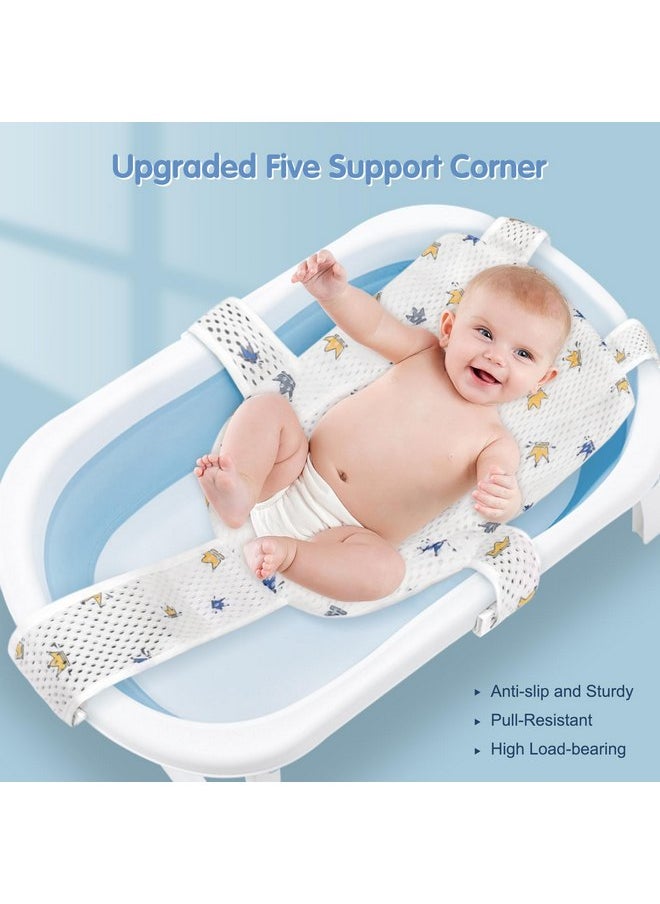 Colorlife Baby Bath Seat Support Net Infant Bathing Seat Support Mat, Adjustable Comfortable Non-Slip Five-Pointed Baby Shower Net Bathtub Sit Up Mesh for Newborn 0-6 Months-Crown(No Bathtub)