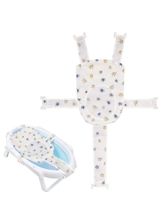 Colorlife Baby Bath Seat Support Net Infant Bathing Seat Support Mat, Adjustable Comfortable Non-Slip Five-Pointed Baby Shower Net Bathtub Sit Up Mesh for Newborn 0-6 Months-Crown(No Bathtub)