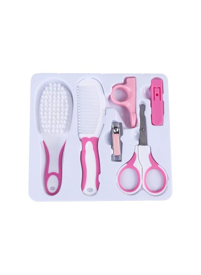 Baby Grooming Kit, 6pcs Baby Health Care Kit Nursery Care Kit Baby Health Care Set Portable, Safety Cutter Baby Hair Brush Nail Kit for Nursing Baby Heath and Grooming (Pink)