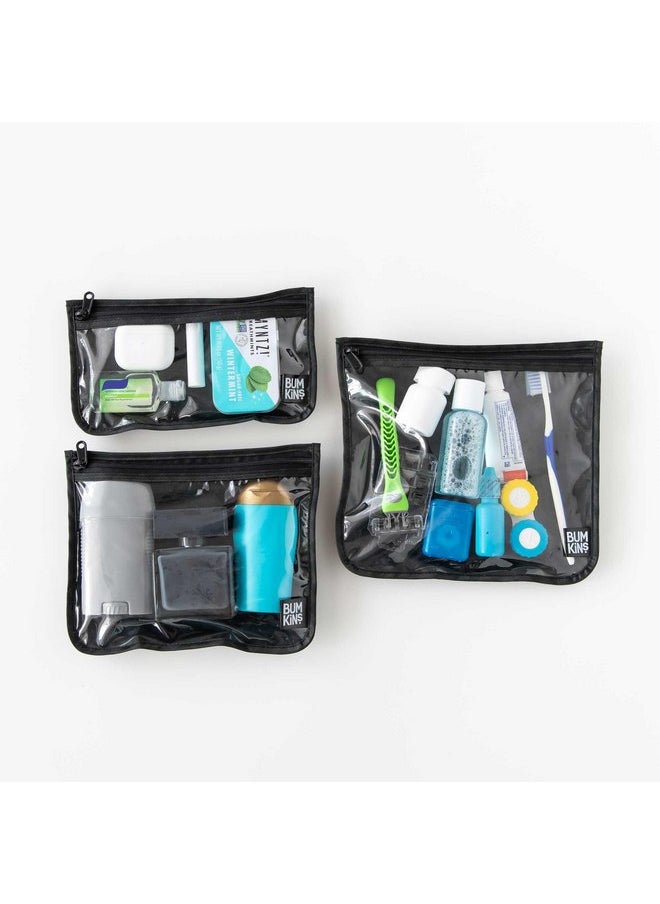Bumkins Waterproof Wet Bag and Packing Pouches, TSA Airline Compliant, Pack for Baby, Travel, Swim Suit, Cloth Diapers, Pump Parts, Pool, Gym Clothes, Toiletry, Daycare, Zip Bag, 4-pc Set Black Check