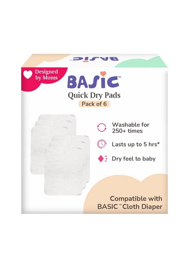 Superbottoms Basic Quick Dry Pads Combo Freesize For Baby (Pack of 6)