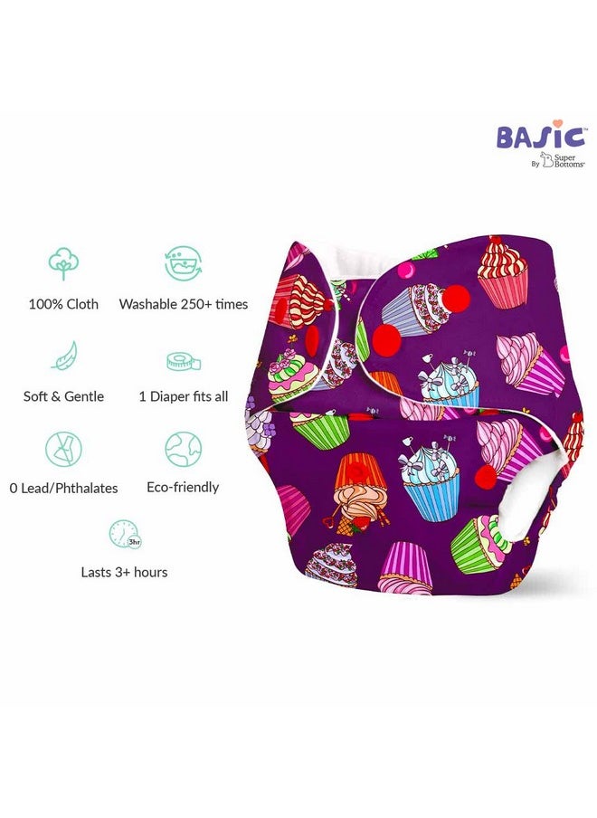 SuperBottoms BASIC Pack of 5 Freesize Adjustable, Washable and Reusable Cloth Diaper for babies 0-3 Years | One Size Adjustable Diapers (Pack of 5 diapers+ 5 inserts) Assorted prints