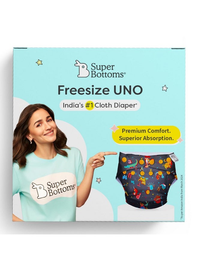 SuperBottoms UNO Freesize Cloth Diaper | Cloth diaper for babies 3M to 3Y | Comes with cloth diaper inserts | 1 Organic cotton Soaker + 1 Booster | Hungry Caterpillar
